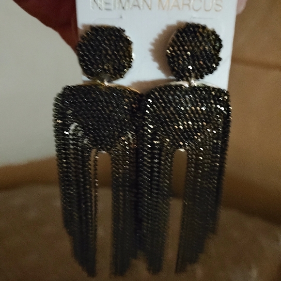 Neiman Marcus Black Beaded Earrings - Picture 10 of 10